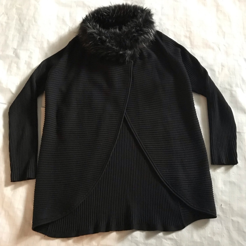 ALFANI Cardigan Sweater with faux fur collar.